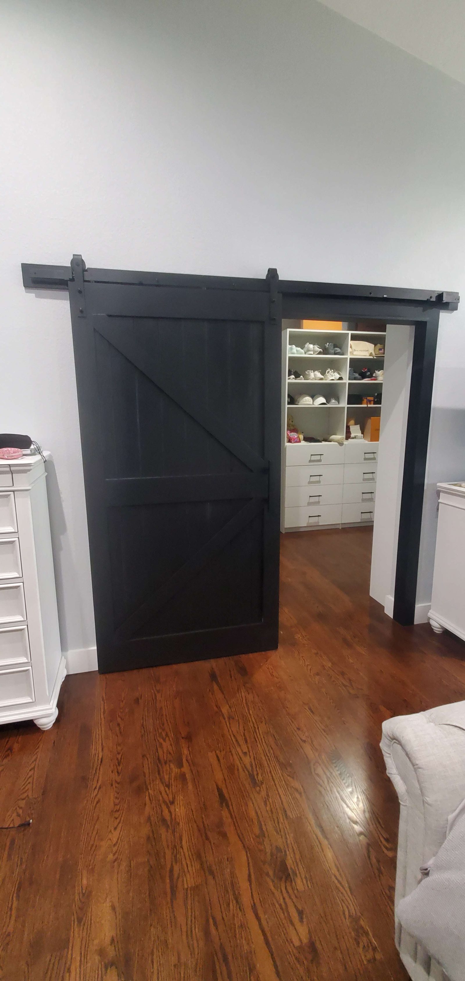 Custom black sliding barn door