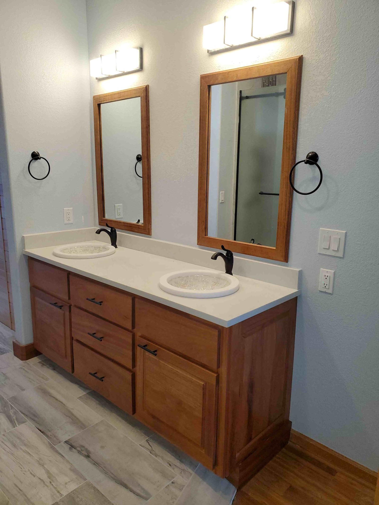Master bathroom remodel with mahogany cabinetry