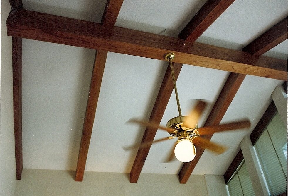 Vaulted ceiling with exposed wood beams